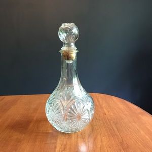 Crystal decanter for your favorite wine or liquor. Apprx 10” tall & 4” at widest
